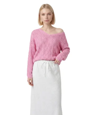Ажурна кофта зі шнурівкою на спині - Рожевий, ONE SIZE
